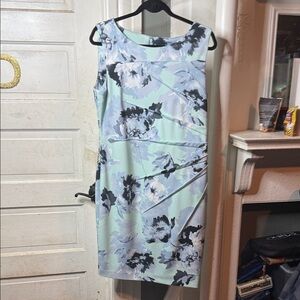 Calvin Klein Mint and Mint Floral Midi Dress